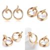 Elegant Geometric Gold Earrings For Women Contemporary Alloy Fashion Jewelry