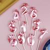 Pink Birthday Candle Birthday Cake Candle Topper Number 0-9 Digital Candle Wedding Cakes Dessert Decor Girl Boy Cake Accessories