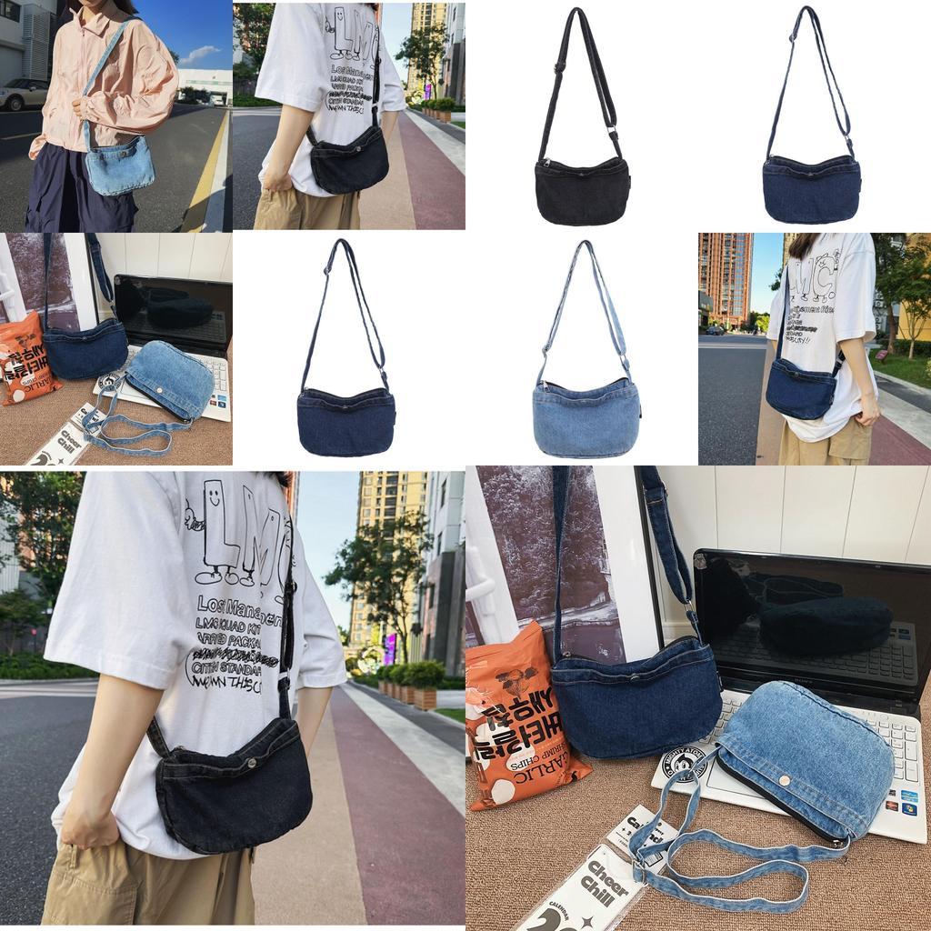 Casual Denim Mini Shoulder Bag With Inner Zipper Pocket For Daily Use