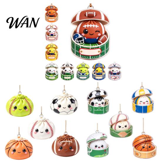Tennis Dumpling Ornament 5/9Pcs 2D Acrylic Ball Ornament, Football Basketball Baseball Decor Golf Decor, Christmas Tree Hanging Decoration