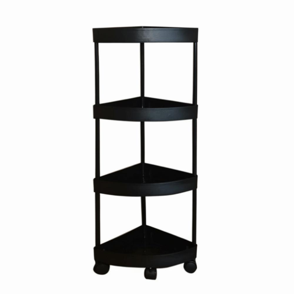 Multi-Tier Corner Storage Rack Large Capacity with Wheels Mobile Storage Rack Detachable Tiers Triangle Bathroom Storage Rack