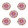Fourcart Cute Handmade Glass Coasters Flower Pink x Set [Mosaic Coaster] 5-Piece