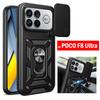 Чехол Slide Lens Capa для xiaomi POCO F8 Ultra с магнитной кольцевой подставкой, ударопрочный чехол для телефона Funda