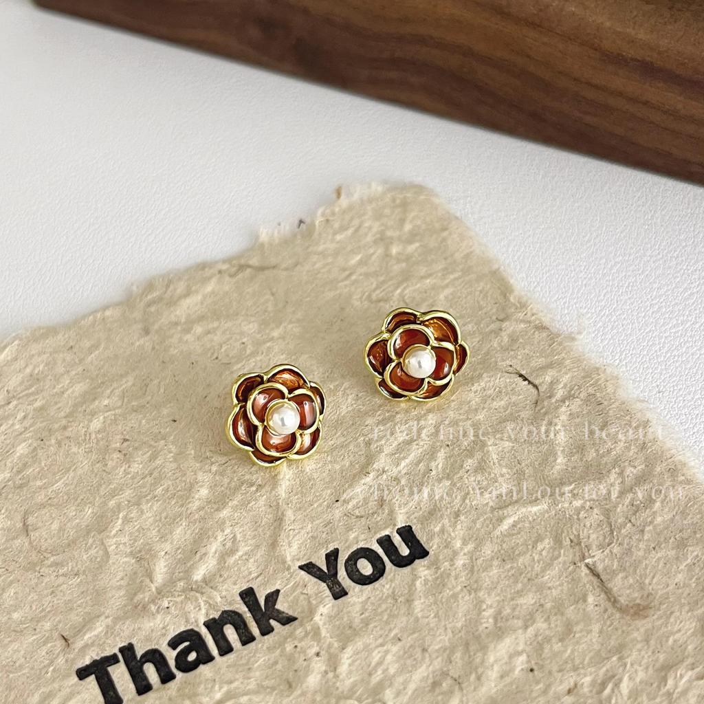 «Серьги-иглы Майяра 925»: "Янтарный жемчуг в стиле ретро для осени/зимы"