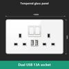 UN UK RU Standard Wall Light Switch Power Socket,18W Plug Type-C USB Quick Charging Universal 5-pin Tempered Glass Socket Outlet