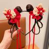 Tassel Chinese New Year Headwear Braid Hair Hanfu Hair Sticks Sweet Red Bow Hairband  Baby