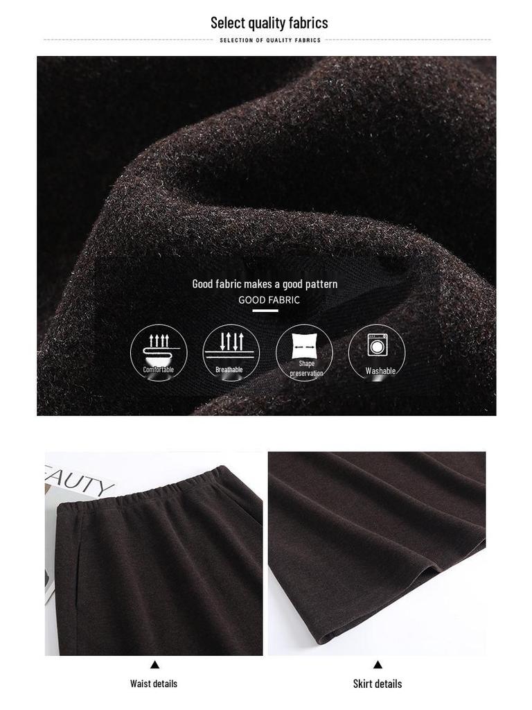 Women's Winter 2025 Woolen Plaid High-Waisted Korean A-Line Mid-Length Skirt - Slim-Fit, Belly-Flattering Umbrella Design