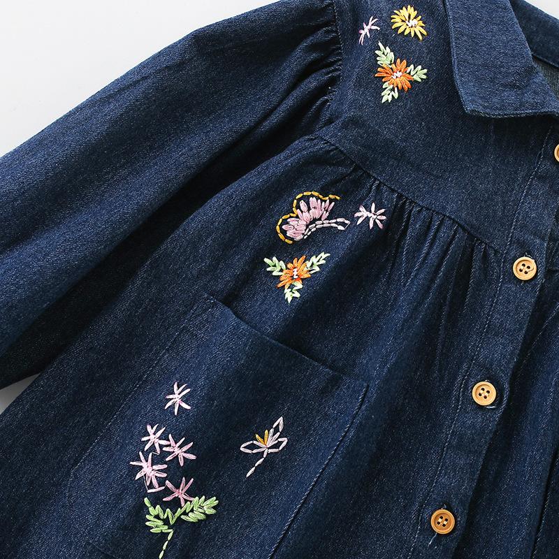 Джинсовое платье для девочек, осень и зима, новое детское платье для маленьких и средних детей, юбка в стиле вестерн с длинными рукавами для маленьких девочек, детская одежда