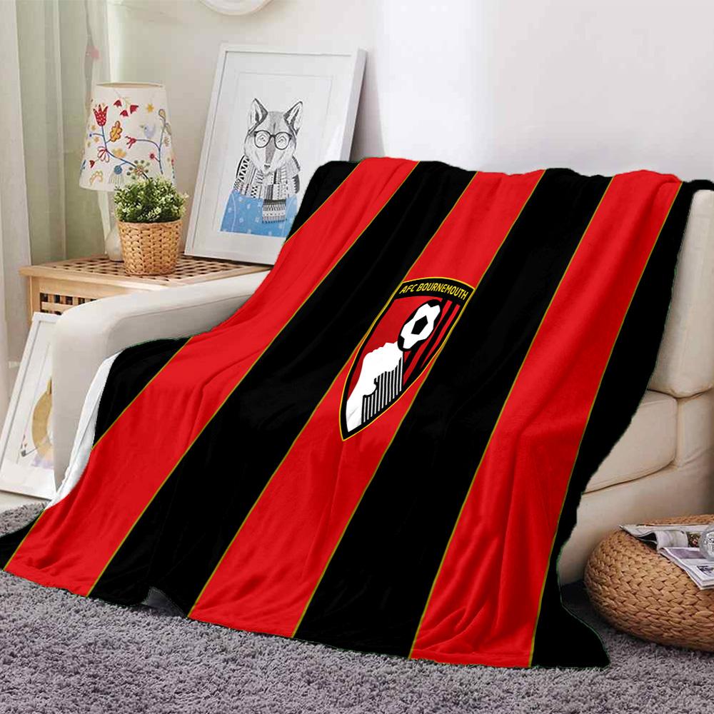 Afc Bournemouth Crest Flannel Blanket, Soft Polyester, Modern Design, All-Season for Camping, Travel, Gifts for holidays or birthdays