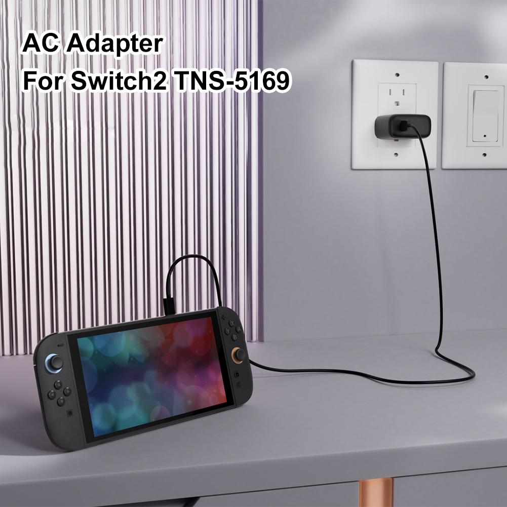 60 Вт AC-адаптер питания с кабелем USB C для аксессуаров Nintendo Switch2 Настенное зарядное устройство Тип C Зарядное устройство для Switch/OLED