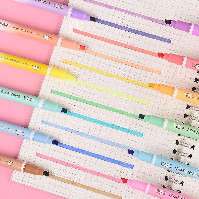 Jin Wannian 12-Color Erasable Double-Ended Fluorescent & Highlighting Pens Set