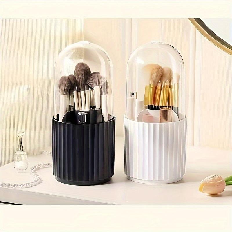 1pcs Makeup Brush Storage Cylinder Rotating Dustproof Desktop Lipstick Powder Brush Bucket Dressing Table Storage Rack Cosmetics