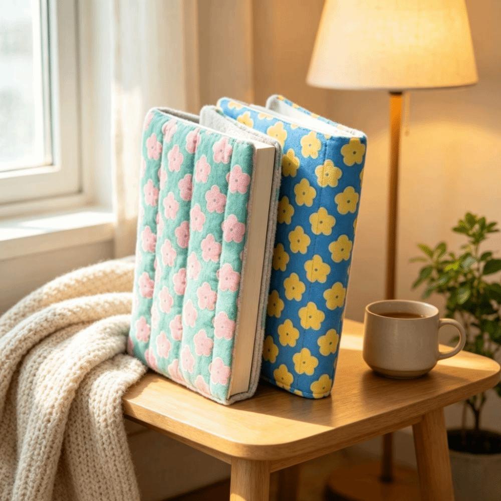 Floral Design Fabric Book Jacket Reusable Fabric Book Sleeve Fabric Notebook Protector Summer