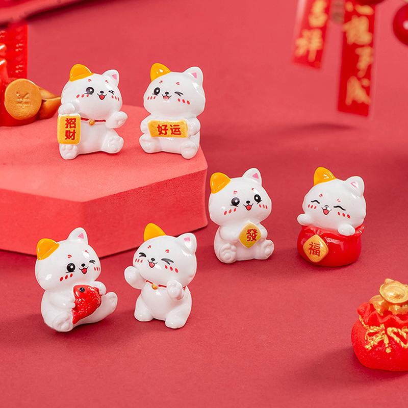 Cute Cat Mini Figurines Cartoon Lucky Cat Small Ornaments Creative Mascot Landscape Decoration Home Decoration Toys Gifts