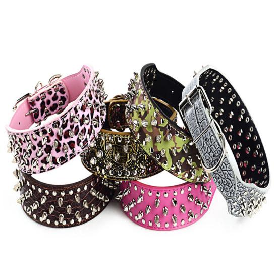 Большой Собачий Металлический Ошейник с Заклепками Поводок для Тяги Защита от Разрыва Шейный Ремень Принадлежность для Питомца