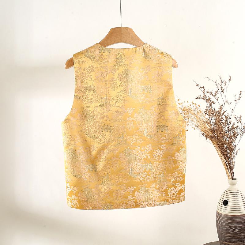 Жилет ранней весной, высококачественный жаккардовый топ-жилет с дисковой застежкой, женский топ