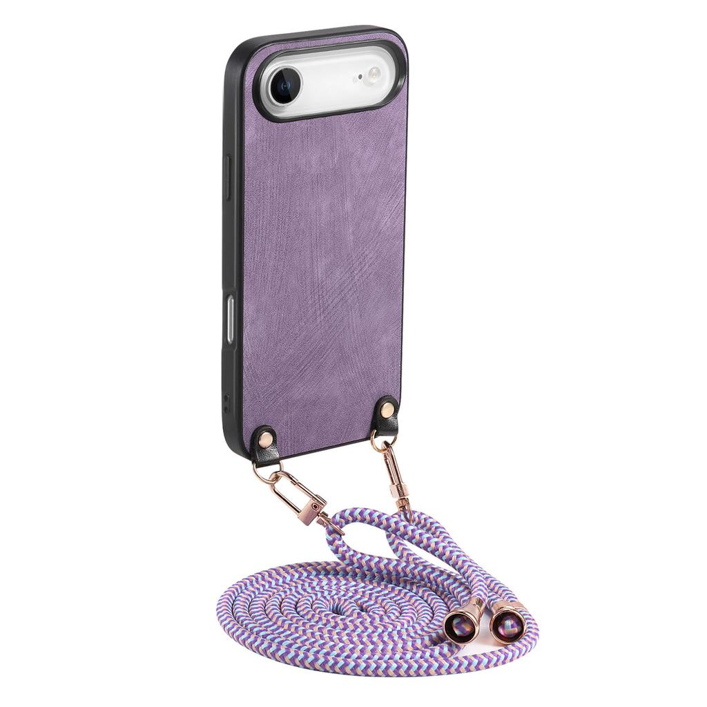 For iPhone Air Retro Leather Phone Back Cover with Adjustable Strap