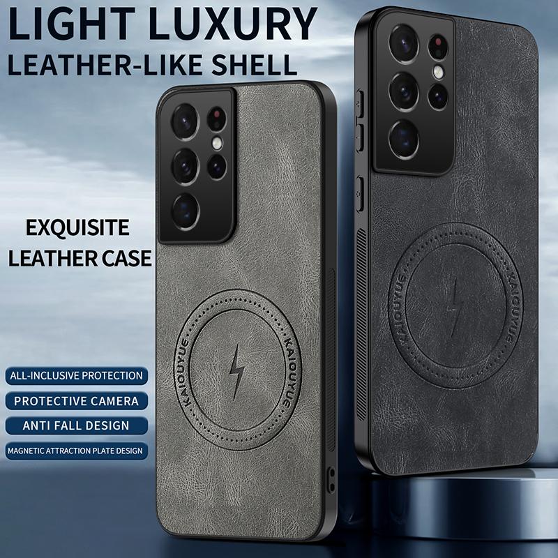 Для Samsung Galaxy S21 /S21 Ultra/S21 Plus/S21 FE Чехол Простой Стильный Магнитное Всасывание ПУ Кожа Приятный для Кожи Противоударный Чехол
