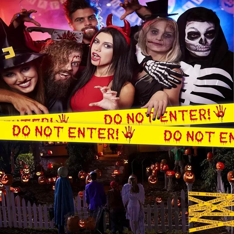 Halloween Decorations Caution Tape,Do Not Enter Scary Caution Tape Roll Outdoor Spooky DIY Decorative Accessory 1Pc