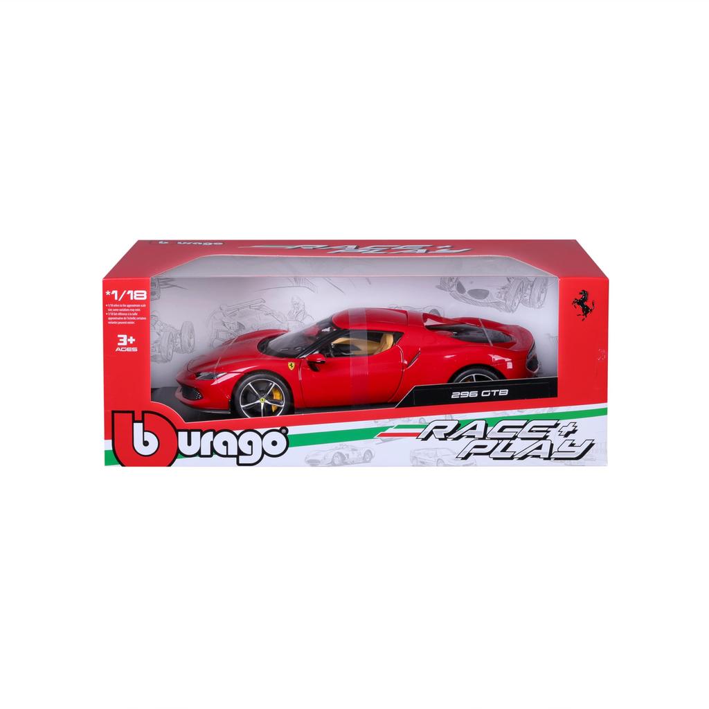 Bburago Ferrari 296 GTB Hybrid 830HP V6 2021 Красный Мини-Автомобиль Литой Автомобиль Готовый Продукт 1/18 18-16018