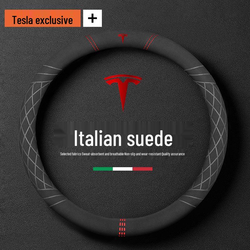 Tesla Model Y/3 Suede Steering Wheel Cover - Car-Specific Design