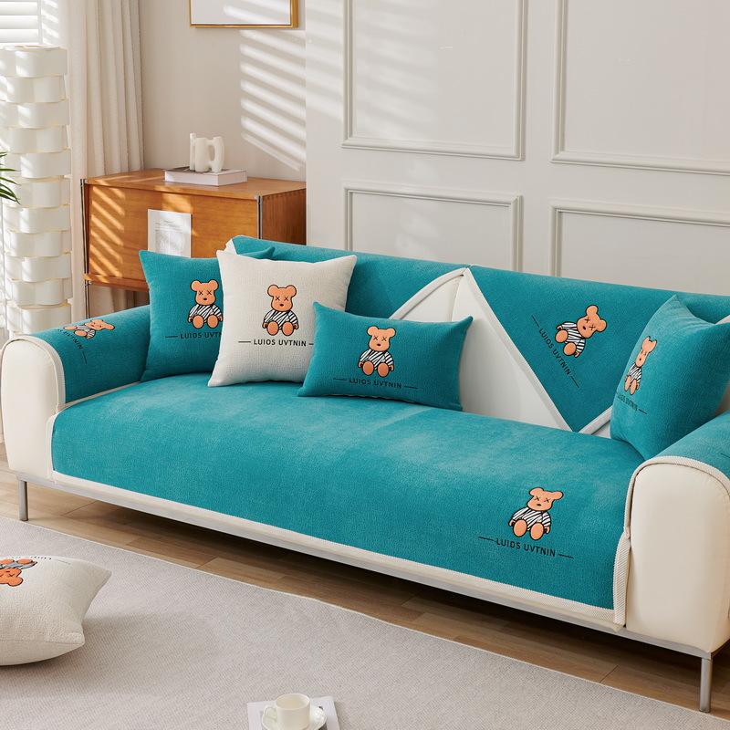 Cartoon Embroidered Sofa Cushion Four Seasons Universal Non-Slip Chenille Cover Towel Simple Modern Sofa Cover Cushion