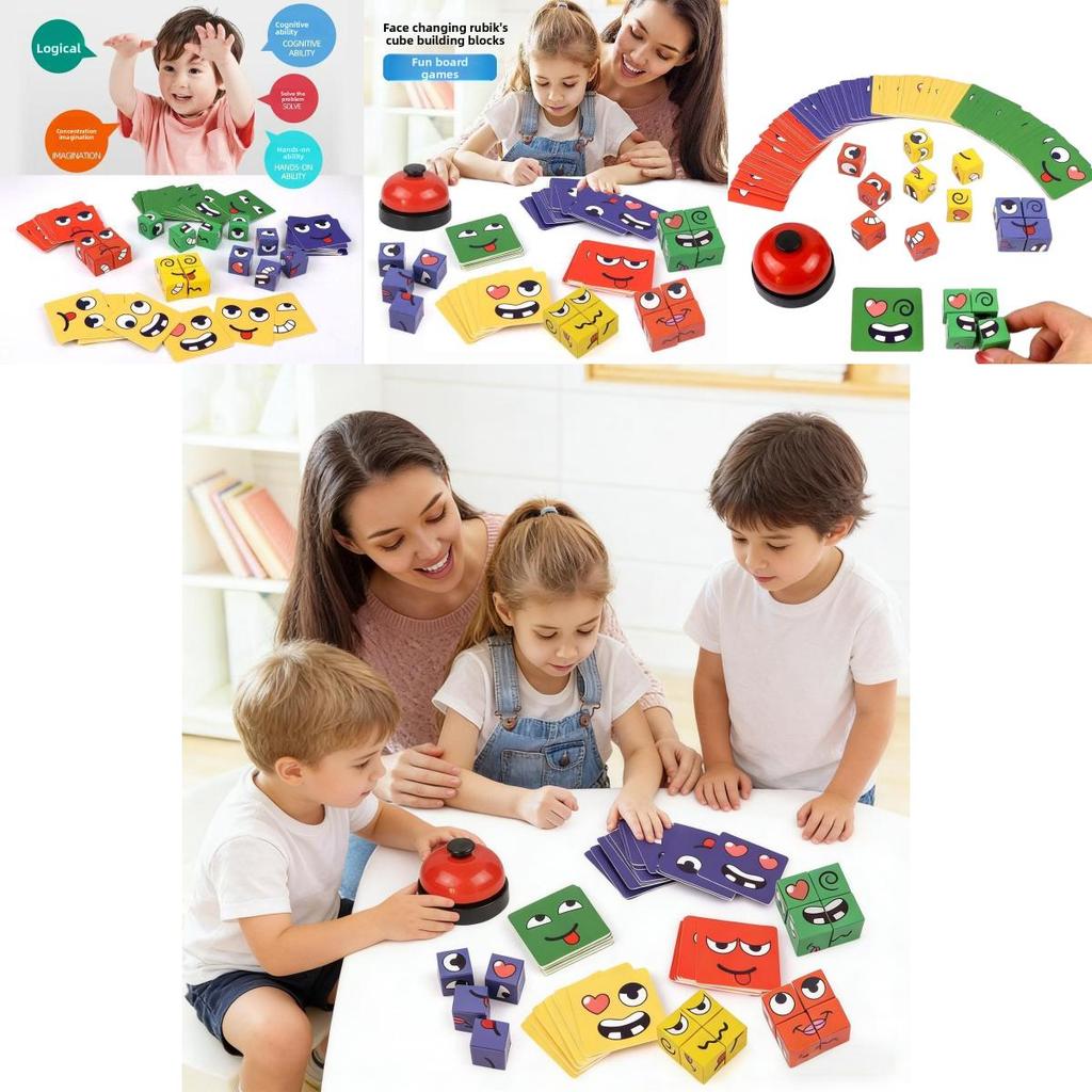 Classic Childrens Rubiks Cube Interactive Puzzle Toy With Expressive Face Blocks For Parentchild Play