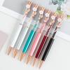1 Piece Lytwtw's Ballpoint Flow Oil Flower Wedding Metal Copper Quicksand Pen Office School Stationery Rose Gold Gift
