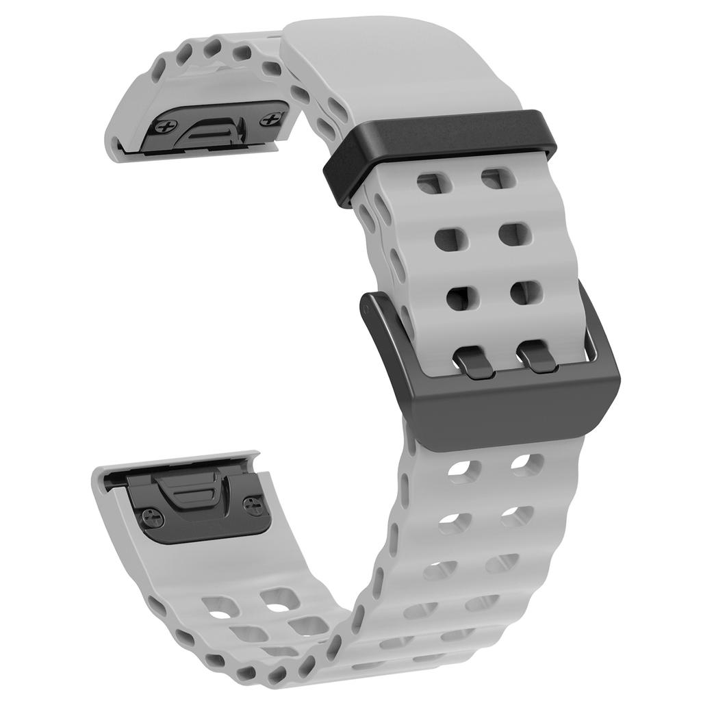 22mm Silicone Strap for Garmin Fenix 8 47mm/Fenix E 47mm/Quatix 7 Pro Multiple Holes Watchband