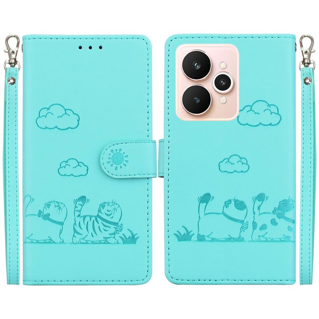 For Realme 15 Pro 5G/15 5G Case RFID Blocking Kitten Pattern TPU+PU Leather Phone Cover with Wrist Strap