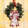 2 Pieces Christmas Bows for Wreath Glitter Red White Burlap Bows Xmas Snowflake Craft Bows for New Year Christmas Party Decorat