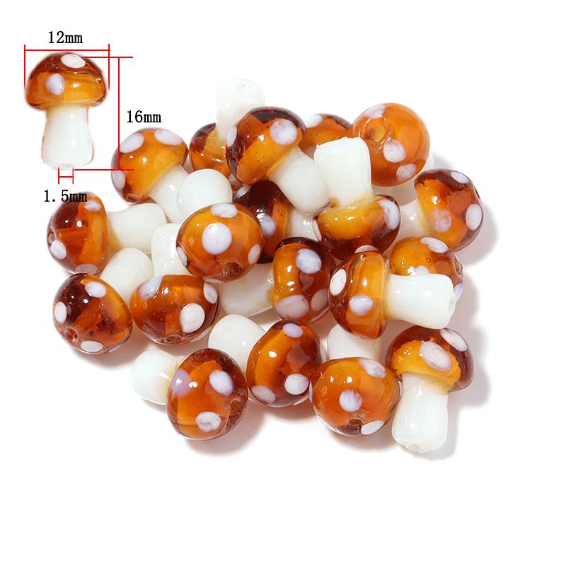 10-20Pcs 16x12mm Liuli Silica Lampwork Mushroom Beads Colourful Loose Glass Beads For Needlework DIY Jewelry Making Accessories