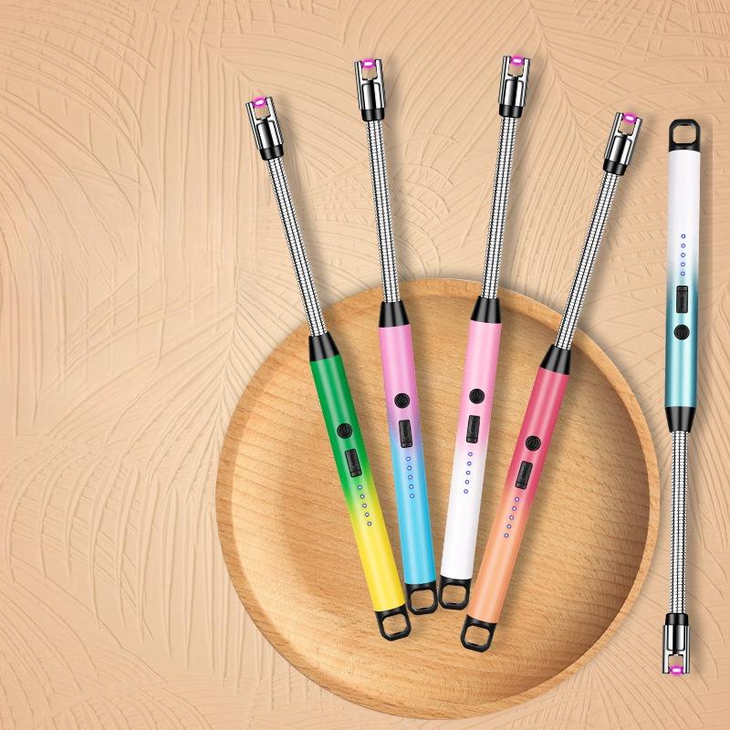 Градиентный цвет ветрозащитный электронный импульсный USB зарядка зажигалка безопасный выключатель зажигания уличная кухня свеча электрические зажигалки