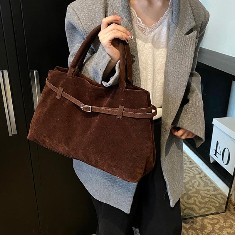 Элегантные сумки для женщин, сумки через плечо, новая большая вместимость, женская сумка с пряжкой, декоративный дизайн, искусственная замша, застежка, повседневная сумка-тоут