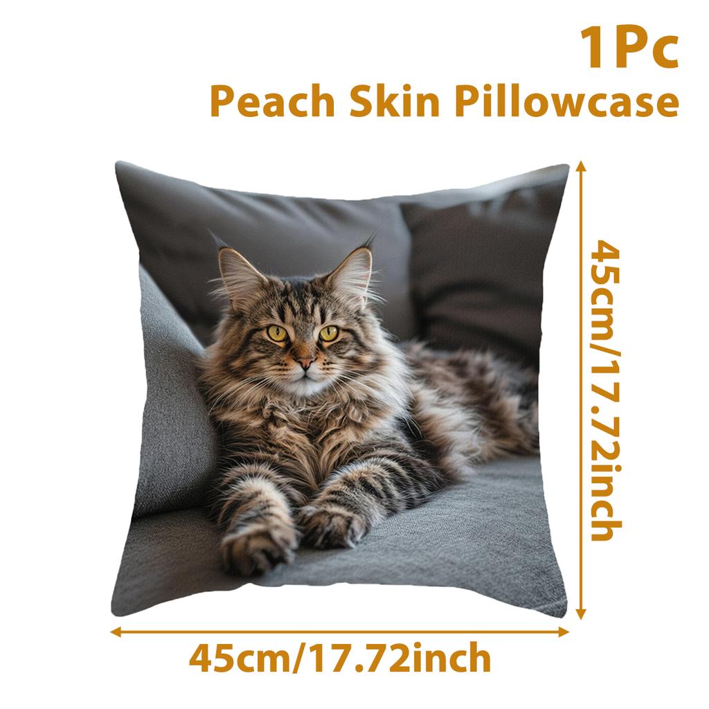 45X45Cm Pillowcase Square Cushion Cover Cute Cat Print Birthday Party Decoration For Home Sofa Bed Bedroom Living Room Decor