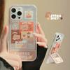 Ins Shell For Iphone 12 13 Promax 8 7 Plus Se2020 Xsmax X Xr 11 14 Pro Max Cartoon Bear Stand Holder Sweet Label Cake Phone Case