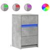 VidaXL Armoire de chevet et lumières LED gris béton bois d'ingénierie, table d'appoint, armoire de lit, table d'appoint pour 852015