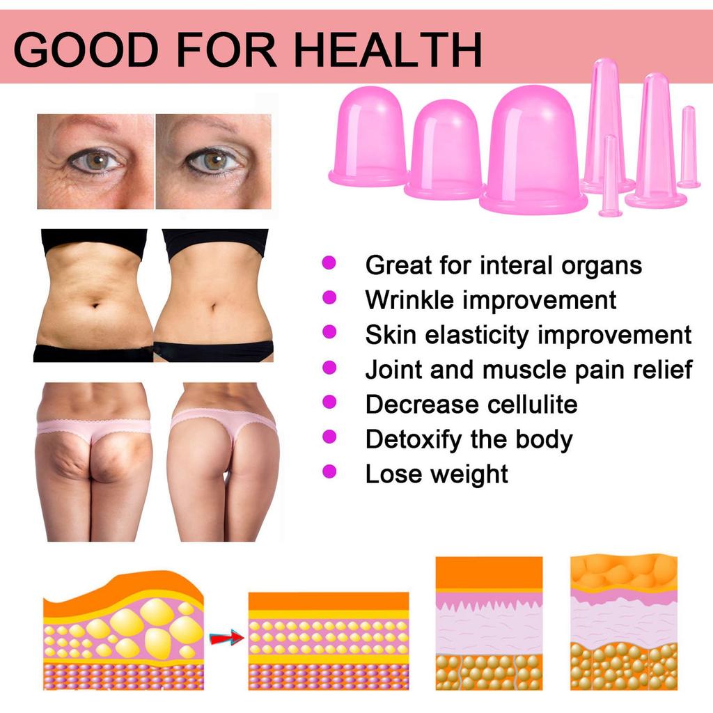 Cupping Therapy Sets 7Pcs Silicone Anti Cellulite Cup Vacuum Suction Massage Cups Facial Suction Cups Face Neck Lift Wrinkle