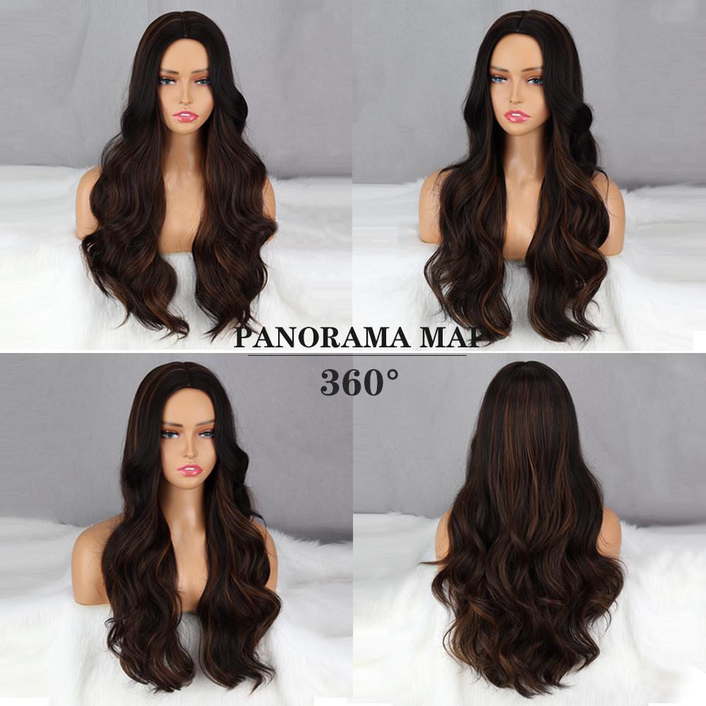 MERISIHAIR Длинные вьющиеся волосы Парик Темно-коричневый Светло-коричневый Разноцветные Длинный парик Без челки Жен. Волосы Повседневная одежда
