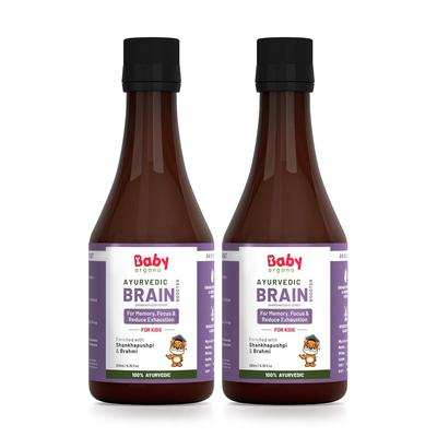 Babyorgano Аюрведический Шанкхпушпи, Брахми Сироп для Улучшения Памяти для Детей 200 мл Комбо (5-15 лет) | Концентрация, Память, Внимание Одобрено FDA
