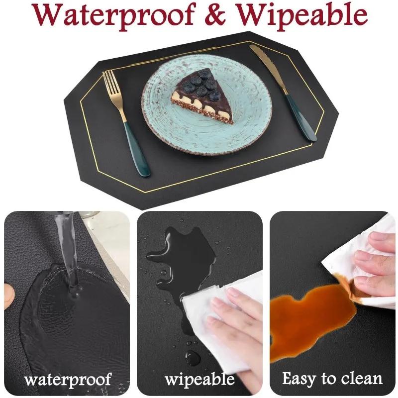 1/4 шт. Подставки из искусственной кожи, Водонепроницаемые, Маслостойкие, Термостойкие, Защищающие от ожогов подставки под тарелки, Кухонные коврики для обеденного стола