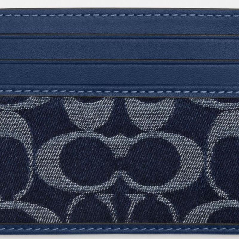 Coach Ogo printing держатель для карт из коровьей кожи обычный мужской и женский одинаковый стиль модель для пары джинсовый синий Джинсовый синий