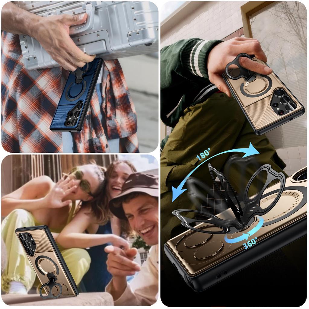 Чехол-подставка с двойным кольцом, магнитный, противоударный, для Samsung S25 Ultra / S24 PLUS / A16/A26