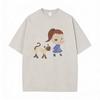 Washed Vintage Funny Yoshitomo Nara No T Shirt Men Women Casual Humor Tshirt Male Cotton Oversized Short Sleeve Tees Streetwear