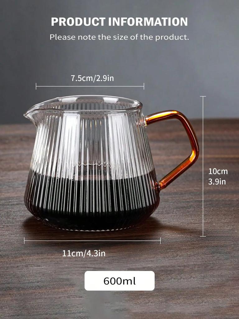 Leeseph Glass Coffee Server For Pour Over Coffee & Tea Vertical Striped Microwave Safe & Heatproof Glass Body (400ml & 600ml)