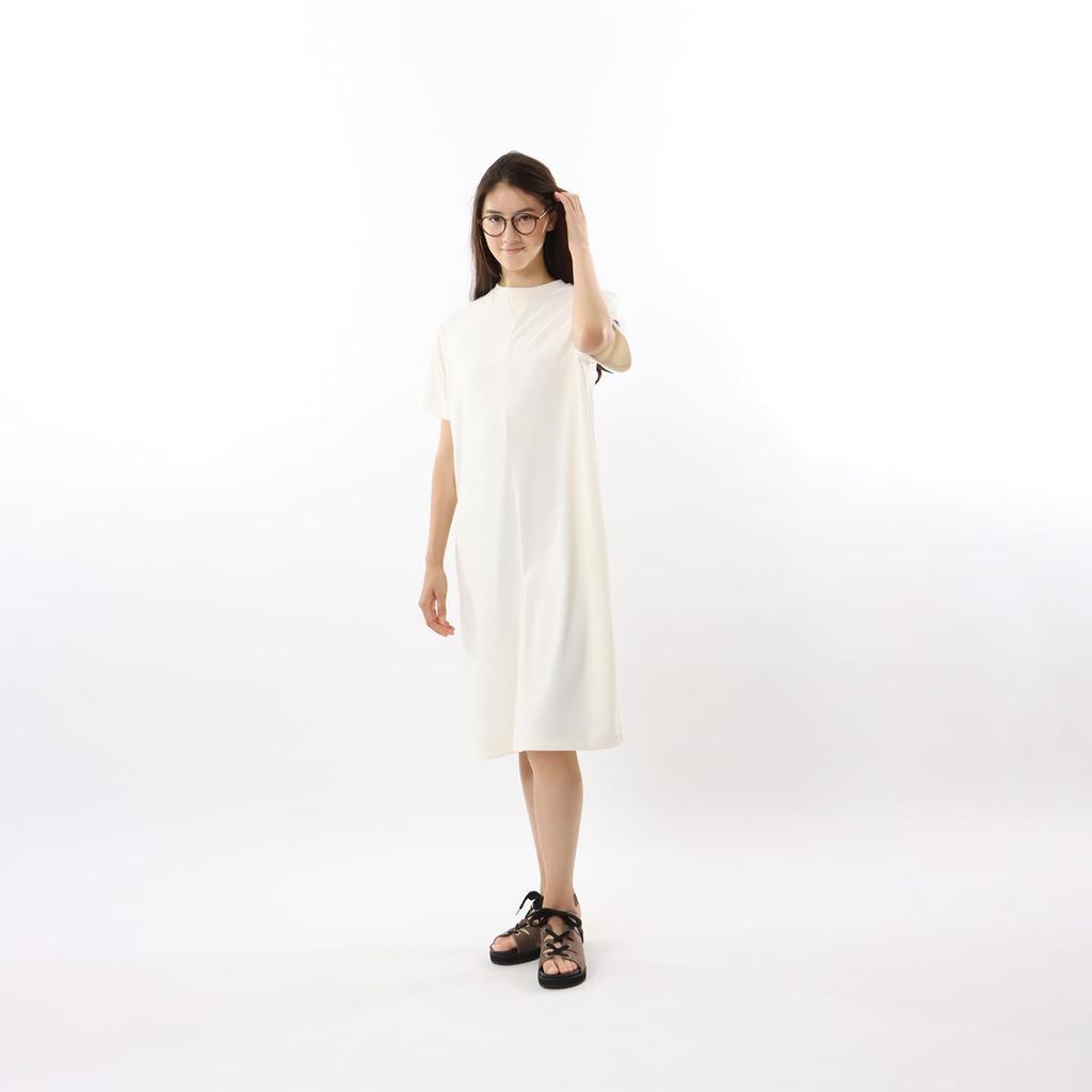 One Piece Short Sleeve Embroidered Script Logo One Piece Dress Casual [Champion] Women's CW-Z318 Off-White