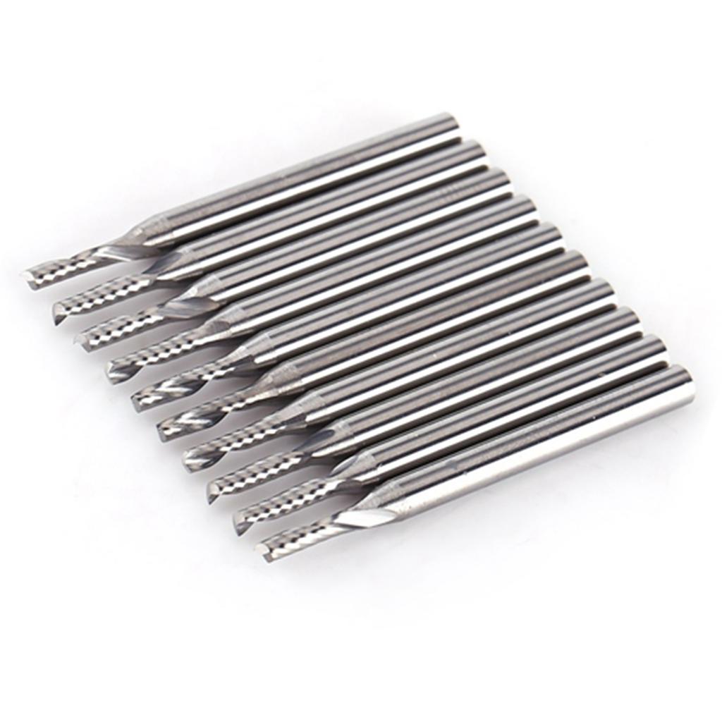10pcs 1 8   Shank Tungsten Carbide End Mill CNC Engraving Tools Single Flute Spiral Bit