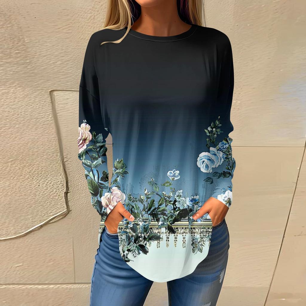 Женский модный пуловер с круглым вырезом и длинными рукавами с принтом