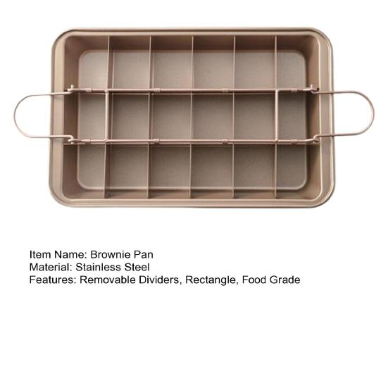Форма для брауни с разделителями, прямоугольная, из пищевой нержавеющей стали, для шоколадного торта, маффинов, антипригарный противень