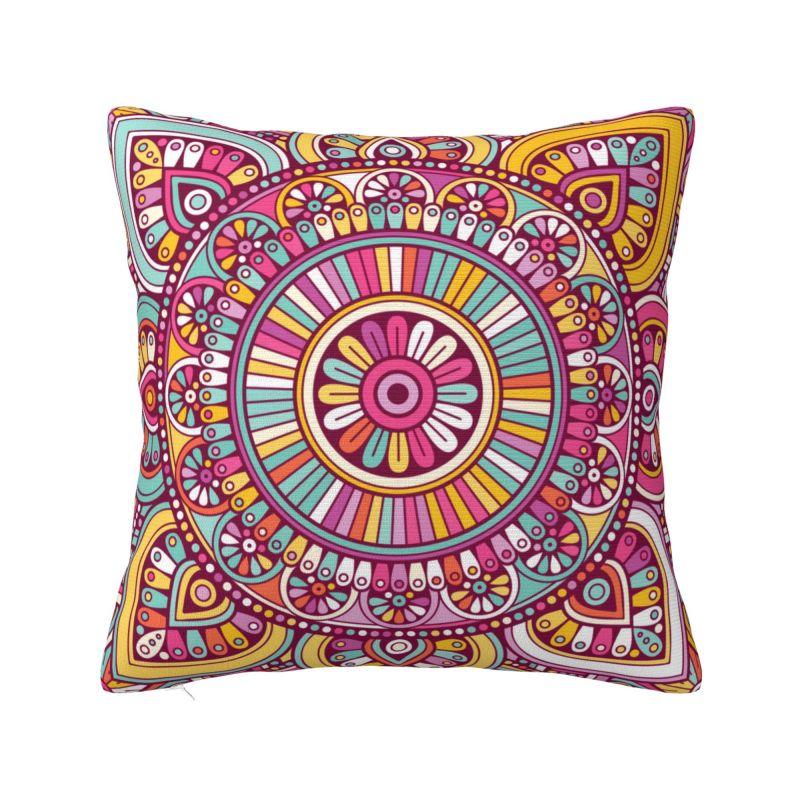 Custom Bohemia Ethnic Mandala Flower Cushion Cover 45x45 Cm Polyester Throw Pillow Case For Sofa Decoration Bedding Pillowcase